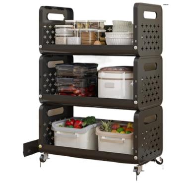 Imagem de Prateleira Organizadora Multiuso para Cozinha e Banheiro Ajustável Resistente e Fácil de Montar (preto 3 prateleiras)