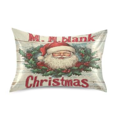 Imagem de Blueangle Linda fronha de cetim de Papai Noel para cabelo e pele, fronha de seda, tamanho Queen (50,8 x 76,2 cm) - Capas de almofada de cetim refrescantes com fecho de envelope (271)