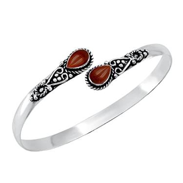 Imagem de Pulseira feminina com pedras preciosas naturais em forma de pêra - Bracelete feito à mão em prata esterlina 925 - Pedra do mês de nascimento ajustável - Presente para casamentos, aniversários, Dia dos