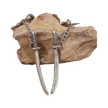 Imagem de Brincos De Argola Góticos Masculinos Com Caveira, Hipoalergênicos, Joi