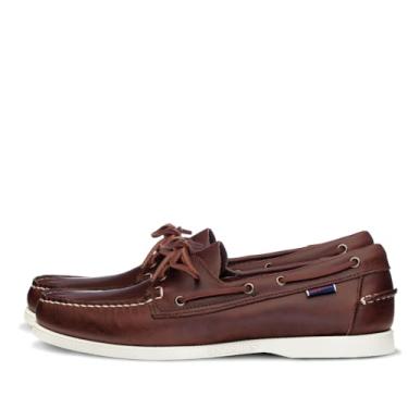 Imagem de Sebago Sapatos de barco encerados Portland – Mocassins de couro encerado costurados à mão com forro de meia de couro e sola de borracha antiderrapante, Marrom Euro, 40