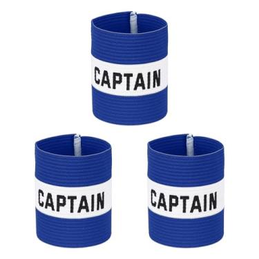 Imagem de YELARXI Braçadeira Capitão, Braçadeira de Capitão de Futebol Elásticas Ajustáveis Braçadeiras Líder Team Sport Rugby Player Band 10,4 x 8,6 cm & Azul/Branco e 3 peças Adequado para (Treinamento de