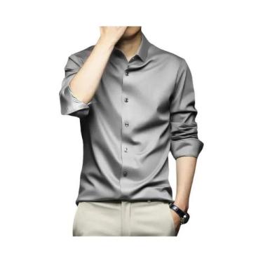 Imagem de Camisa Social Masculina Verde Tamanho Grande 5XL, Não Amassa, Estilo C