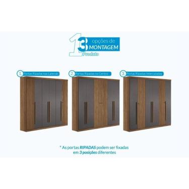 Imagem de Guarda Roupa 2 Peças (1guardaroupa+1cômoda) Qc369 Jatobá/grafite - Santos Andirá