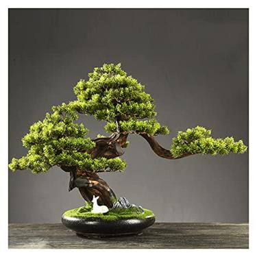 Imagem de Bonsai artificial de plantas artificiais, 48 cm, plantas artificiais de casa em vaso, linda planta de bonsai de pinheiro, para decoração de jardim zen, bonsai, pinheiro