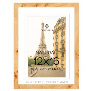 Imagem de Concepts Pacote de porta-retratos de madeira Burl de 30,5 x 40,6 cm com duplo fosco (28 x 35 cm / 21 x 27 cm), acabamento natural, embalagem ecológica – Decoração elegante para fotos de família