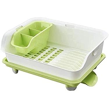 Imagem de U5GAAALPPQ9 Escorredor de pratos escorredor de pratos de camada dupla armazenamento de pratos prateleira de drenagem de secagem prateleira de cozinha suporte de utensílios de mesa para bancada de