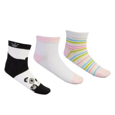 Imagem de Meia Molekinha Infantil Kit C-3 Pares MK24-27991, 23, Preto, Branco