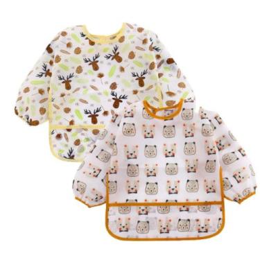 Imagem de Babador manga longa Impermeável BLW Kit 2Unds Alce e Urso - Baby