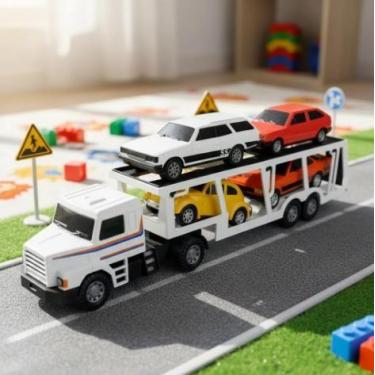 Imagem de Caminhão Scania 4 Carrinhos Transcegonha Brinquedo Colecionador Carret