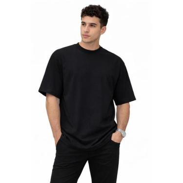 Imagem de Camiseta Oversized Masculina 100 Algodão Premium, Manga Curta, Gola Re