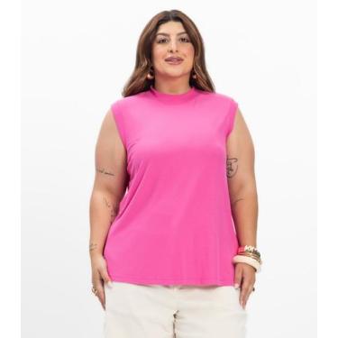 Imagem de Regata em Ribana Feminina Plus Size Secret Glam Rosa, Plus G1, Rosa