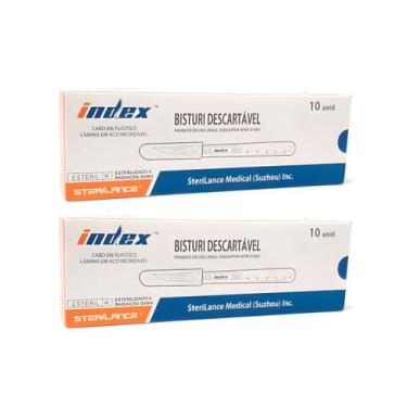 Imagem de Kit C/20 Lamina De Bisturi Sterilance Nu-12 Aço Inox C/ Cabo