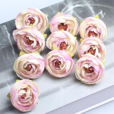 Imagem de 10 peças de flores artificiais, decoração falsa em forma de rosa e coque, flores decorativas para festa, cozinha, sala de estar, roxo claro