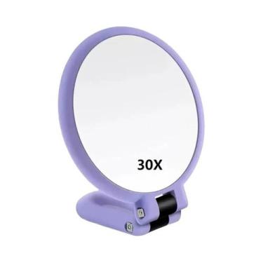 Imagem de Espelho De Maquiagem Portátil Com Moldura Dourada Preta, Ajustável 360