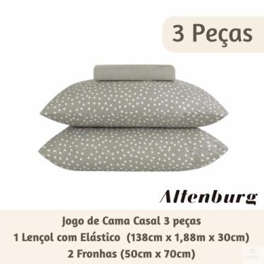 Imagem de Lençol Casal Malha Fio Penteado Bits Cinza com Elástico 2 Fronhas Enve