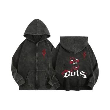Imagem de Moletom Unissex Com Zíper E Capuz Estampado Anime Berserk Harajuku Gót