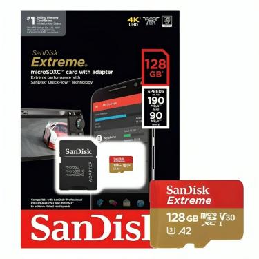 Imagem de Cartão Memória Extreme SanDisk 128GB microSDXC 190-90MB