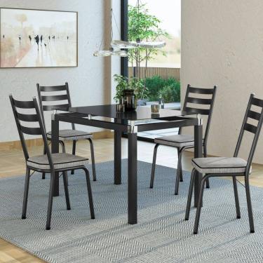 Imagem de Conjunto Mesa 107x73cm Malva com 4 Cadeiras New Preto/Grafiato