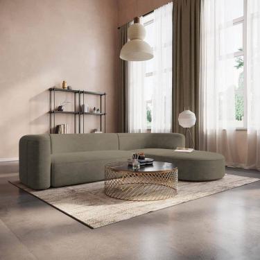 Imagem de Sofá Modular Sala de Estar Decoração Luxo 265cm Lado Esquerdo Suede Celinne Luxuoso Cappuccino