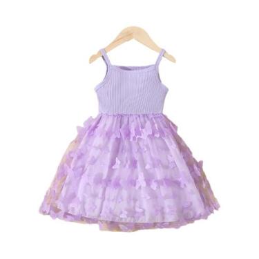 Imagem de Vestido De Princesa Sem Mangas Com Decoração De Borboleta Para Meninas