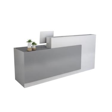 Imagem de Balcão de recepção com trava para varejo, salão de beleza e lobby - 60 cm P x 160 cm L x 100 cm A - Recepção elegante com gaveta para loja de roupas