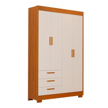 Imagem de Roupeiro Zaki 4 Portas 3 Gavetas Areia Fosco Com Savana - Reller