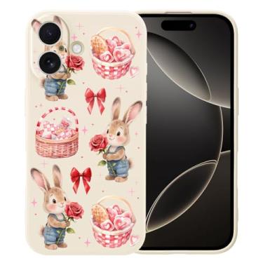 Imagem de MAYCARI Capa de celular fofa com laços de corações de rosa para iPhone 15 de 6,1 polegadas, compatível com Magsafe, capa de borracha gel macia de silicone líquido de ajuste fino com forro de