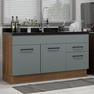 Imagem de Balcão Gabinete De Pia Madesa Agata 150 Cm 2 Portas E 2 Gavetas (sem Tampo E Pia) - Rustic/cinza Rustic/cinza