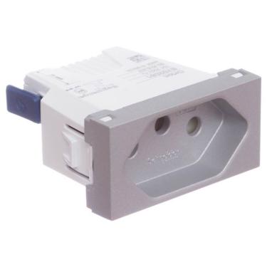 Imagem de Módulo Tomada 2 Pinos + Terra 10 Amperes 250 Volts Borne Automático Alumínio Orion S70205174 Sch