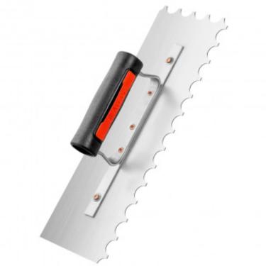 Imagem de Desempenadeira de Aço Dentada com Cabo Plástico 10mm 12x35cm At245 Pincéis Atlas Desempenadeira