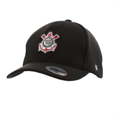 Imagem de Boné Supercap Corinthians Patch Bordado Frontal Ottoman Preto - Unisse