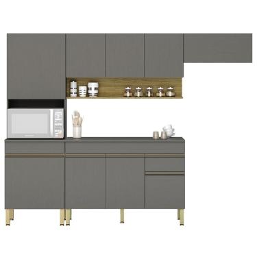 Imagem de Armário De Cozinha 4 Peças Balcão Com Tampo 120cm Lina07 K02 Gris-freijó - Mpozenato