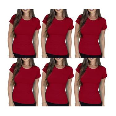 Imagem de Kit com 6 Camisas Camisetas Blusas Baby Looks T-shirts Masculina Femin