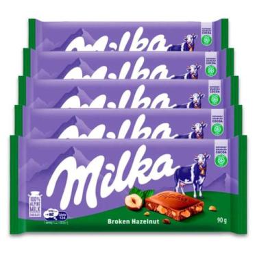 Imagem de Chocolate Milka Broken Helnut Kit 5 Barras De 90G