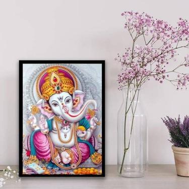 Imagem de Quadro Elefante Ganesha Baby 24X18Cm - Com Vidro Preta