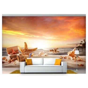 Imagem de Papel De Parede Praia Mar Estrela Concha 3D Npr181