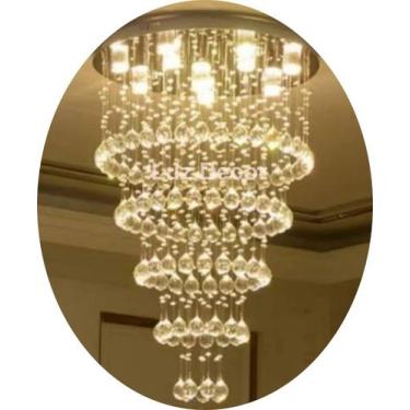 Imagem de Luminária De Cristais Com Base De Inox 50cm de Diâmetro - Luz Decor E 