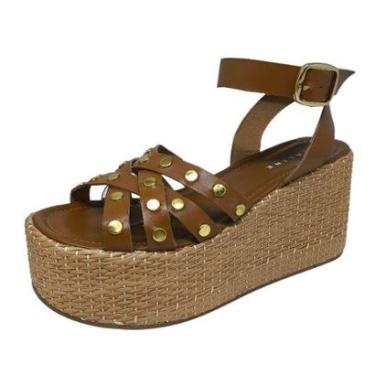 Imagem de Sandalia Feminina Anabela Salto Bloco Media Passeio Lia Line-Feminino