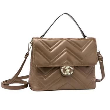 Imagem de Bolsa Feminina Transversal Espaçosa  Austin, Bege escuro