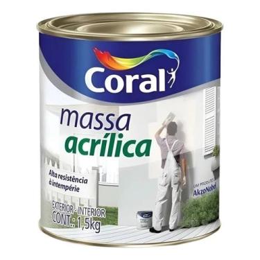 Imagem de Massa Acrilica Branca Fosco Interno E Externo Coral 1,5kg