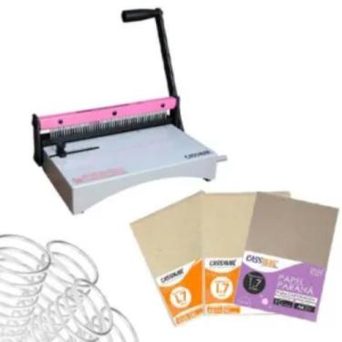 Imagem de Kit Encadernadora Espiral Manual A4 Espiramatic Cassmar 10fls + Insumo