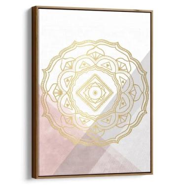Imagem de Quadro Mandala - Reflexos Dourados sobre o Rosa - Mioquadros, 90x60 cm