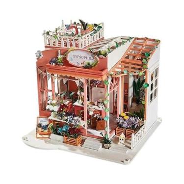 Imagem de Casa De Bonecas Miniatura De Madeira Com Luz LED DIY Criativa Casa De 