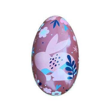 Imagem de Ovo de Páscoa Lata Para Guardar Chocolates Porta Doce Marrom - ROSRO