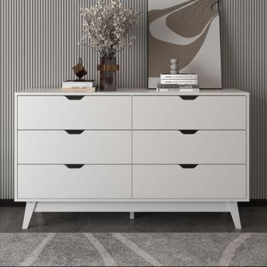 Imagem de Cômoda De 136cm Com 6 Gavetas E Pé Cônico Branco