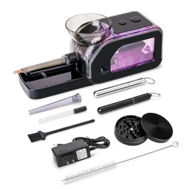 Imagem de CYT PRIME DESIGN Conjunto de máquina de enrolar cigarro elétrico/cone com moedor manual, carregador de cone automático com luz LED, moedor portátil e injetor de tabaco para cone pré-enrolado tamanho