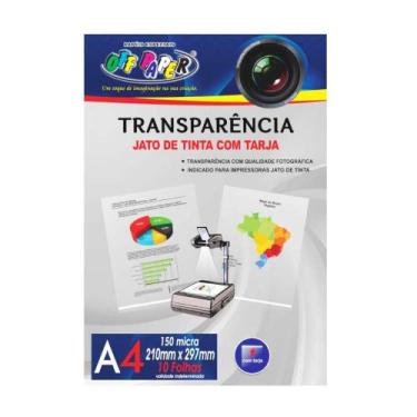 Imagem de Transparência A4 Off Paper Com Tarja 150 Micra 10 Folhas