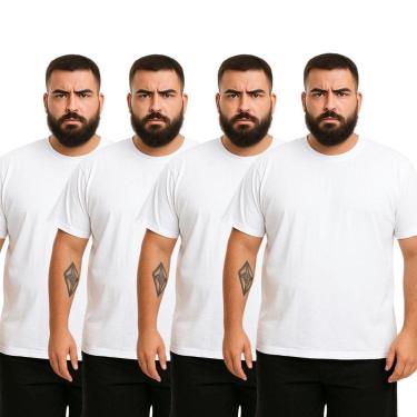 Imagem de Kit 4 Camisetas Masculina Plus Size Lisa Algodão Premium-Masculino