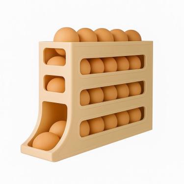 Imagem de Organizador para Ovos com Suporte Rolante Empilhável para Geladeira Material Resistente...
